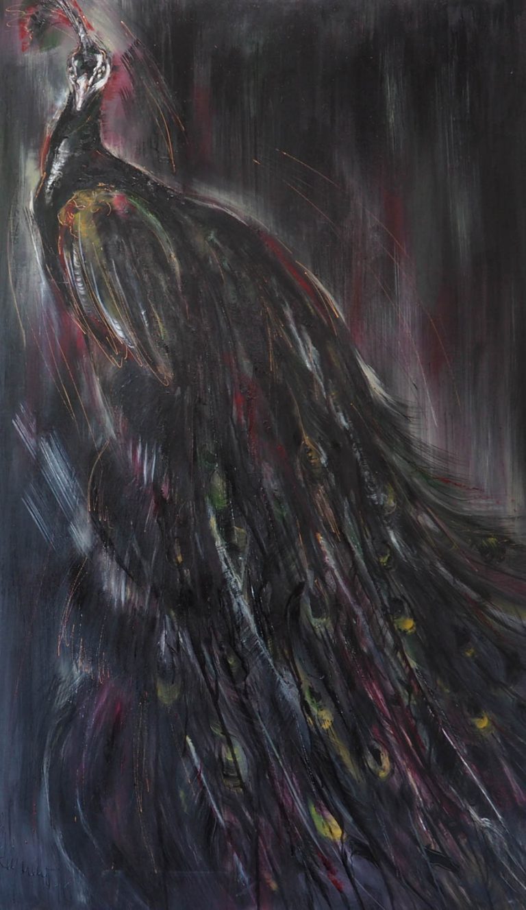 Charcoal Peacock II Atelier Steffi's Art Malkurse und Kunst aus der